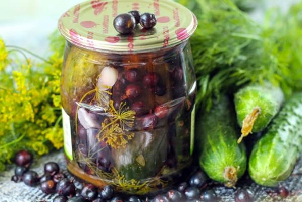 แตงกวากับลูกเกดดำในขวด