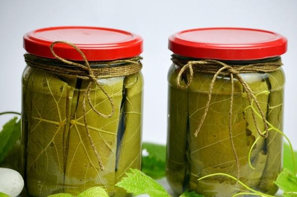 การใส่เกลือเปียกจากใบองุ่นในขวด