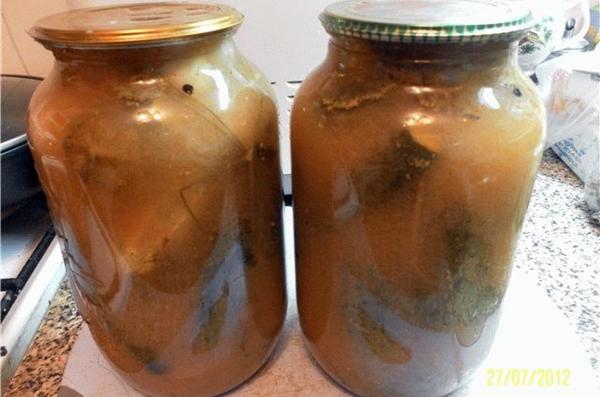 แตงกวาในน้ำแอปเปิ้ลในขวด