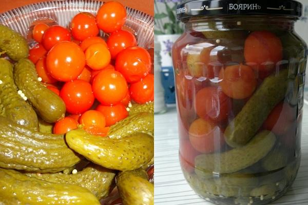 มะเขือเทศเชอร์รี่กับแตงกวาดอง