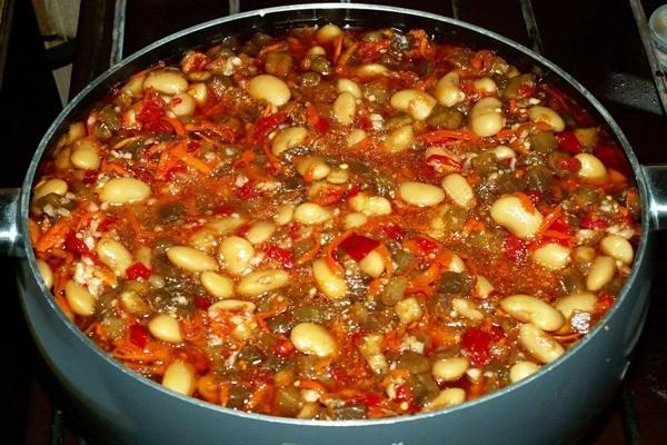 กระบวนการปรุงถั่วด้วยบวบ