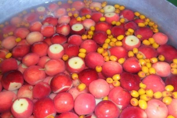 การปรุงอาหารแอปเปิ้ลป่าด้วยซีบัคธอร์น