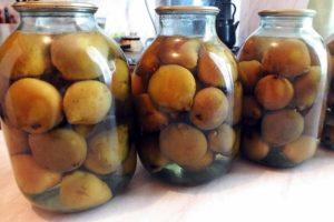 สูตรง่ายๆ สำหรับทำผลไม้แช่อิ่มจากลูกแพร์ทั้งลูกและหั่นเป็นชิ้นสำหรับฤดูหนาวในขวดขนาด 3 ลิตร