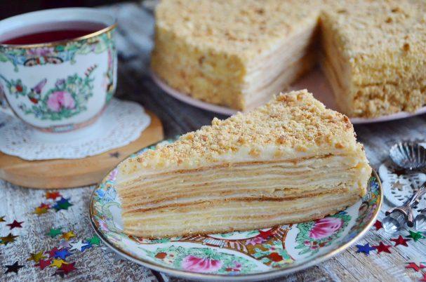 เค้กนโปเลียนคลาสสิกทำจากแป้งโฮมเมด