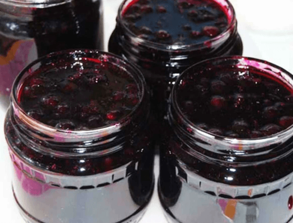 Avec des groseilles noires et rouges dans des verres