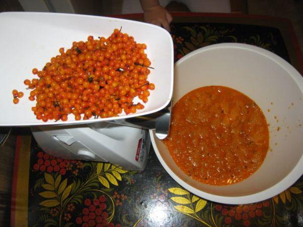 ซีบัคธอร์นผ่านเครื่องบดเนื้อ