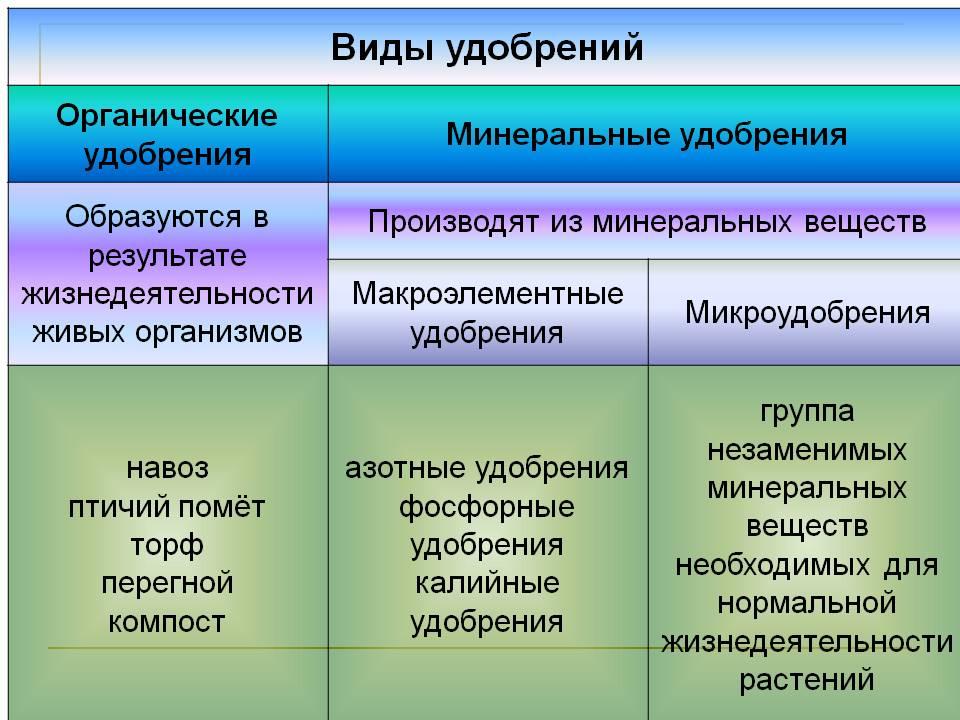 Types d'engrais pour les plantes
